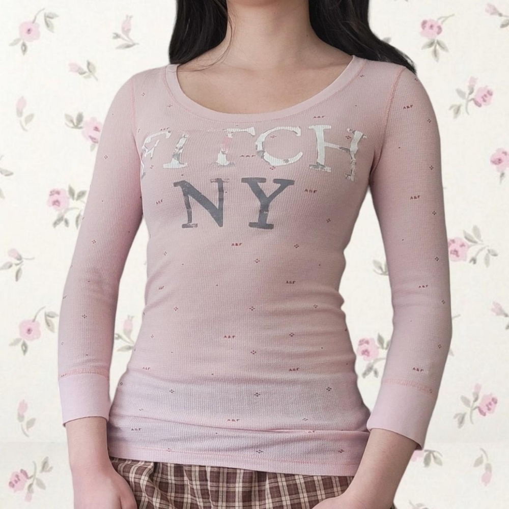 Abercrombie Baby tee long sleeve pink